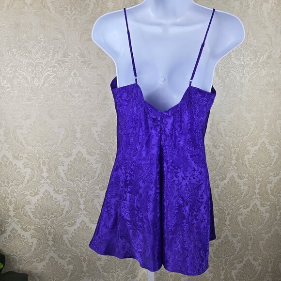 Victoria's Secret Size P Purple Jacquard Chemise Adjustable Straps Button Front - Picture 6 of 10
